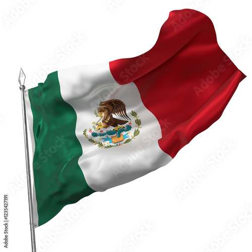 Quadro su tela Mexican flag waving in the wind