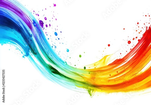 A colorful wave with splatters of paint