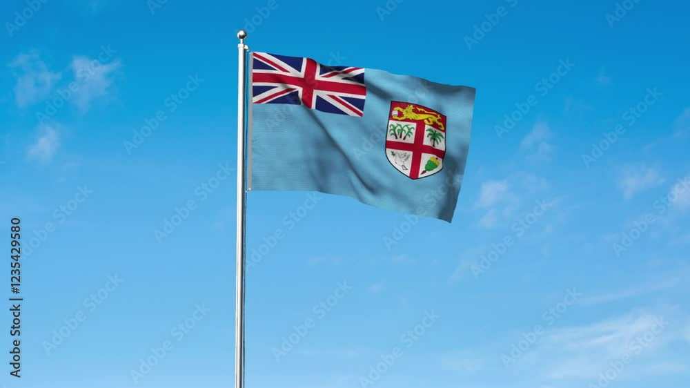 High detailed flag of Fiji. National Fiji flag. Oceania. 3D Render.