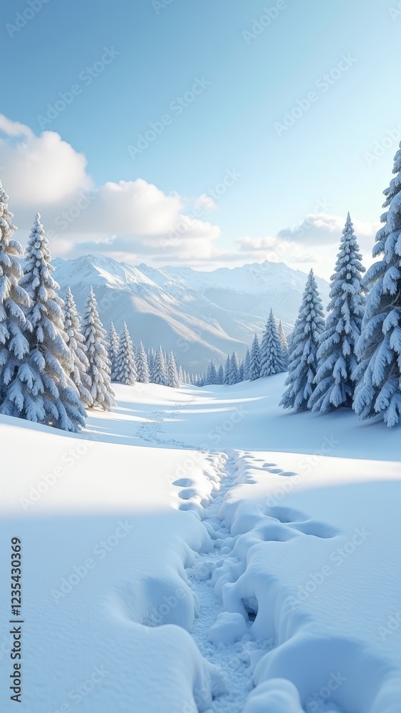 A serene winter wonderland with snow-covered trees and a peaceful atmosphere A serene winter wonderland with snow-covered trees and a peaceful atmosphere
