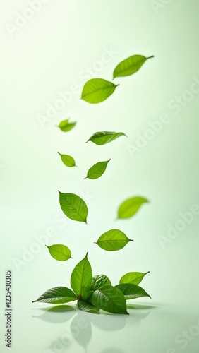 A delicate dance of green leaves on the wind