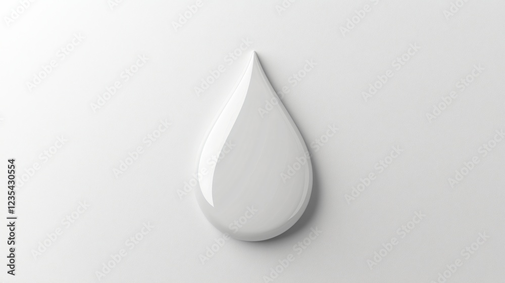 White droplet on white background; purity concept White droplet on white background; purity concept