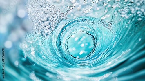 Swirling Water with Bubbles Captured in Aquatic Environment