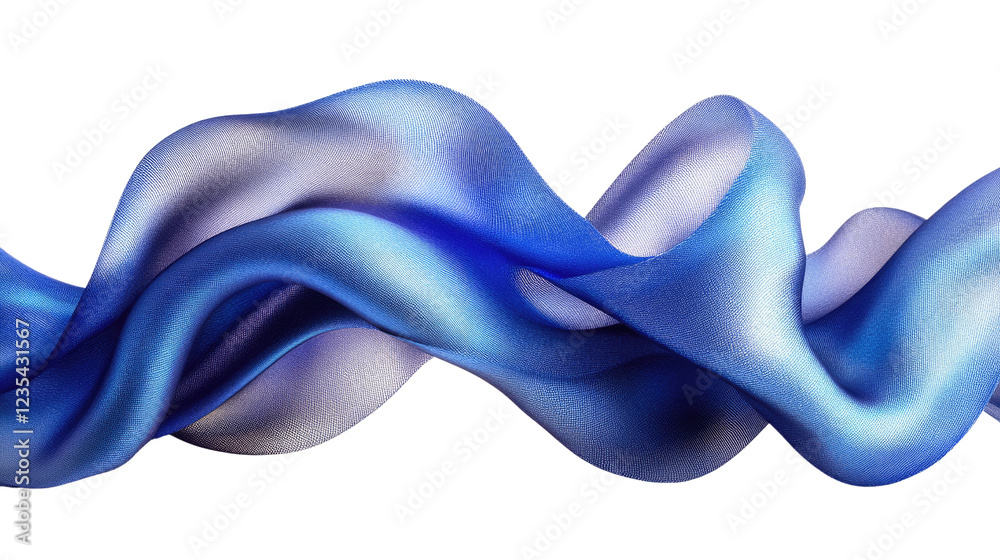 Obraz premium Fluid Silk Elegance: Captivating blue silk fabric gracefully flowing, its soft curves and iridescent sheen creating an abstract dance of texture and light.