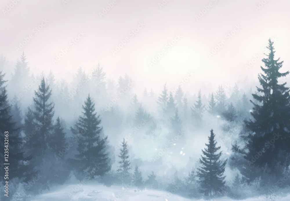 A forest with snow on the ground and trees A forest with snow on the ground and trees