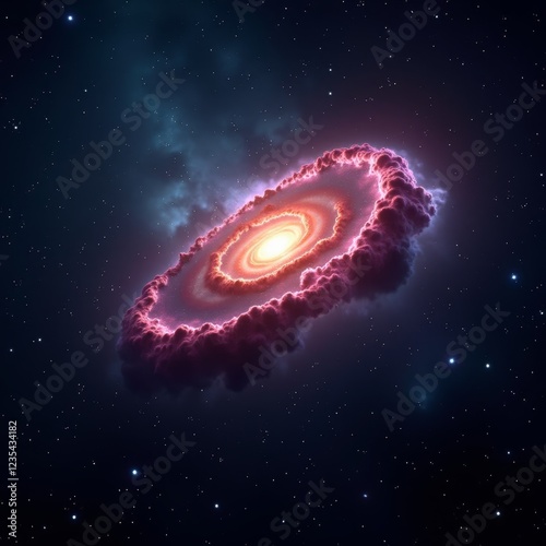 A galaxy in space, with stars and nebulas