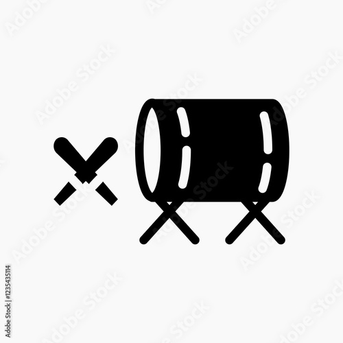 Design Illustration graphic of drum icon with glyph style. Suitable for UI, mobile design, web design, etc.