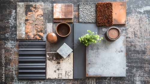 Industrial Design Elements Copper, Grey, and Black Textures