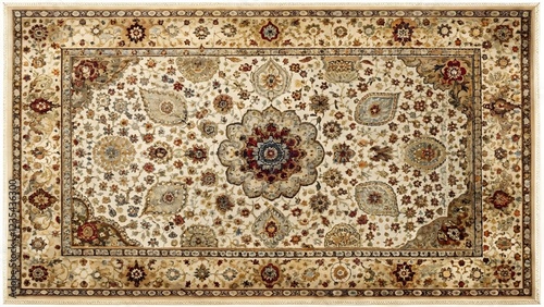 Beige Oriental Rug with Intricate Floral Pattern