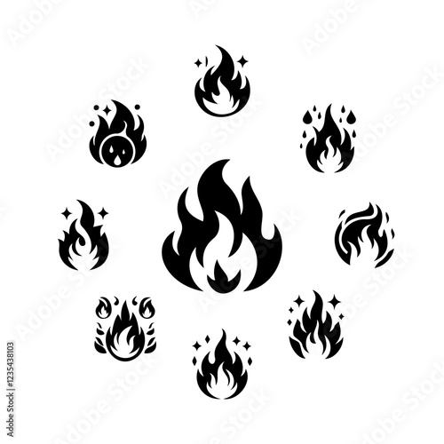 Black fire icon forms a creative circle