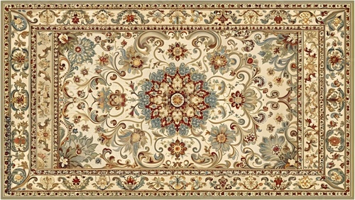 Beige and Teal Oriental Rug Pattern