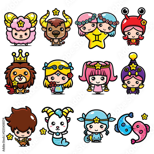 bundle Zodiac cute Character Illustrations