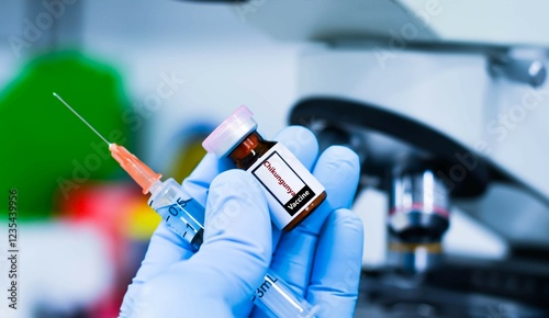 Foto Vaccine bottles and syringes for injection preventing chikungunya
