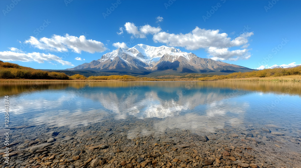 Mountain lake reflection autumn landscape, clear water, scenic view, travel photography Mountain lake reflection autumn landscape, clear water, scenic view, travel photography