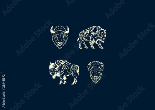 Vector illustration of Bison Logo Design