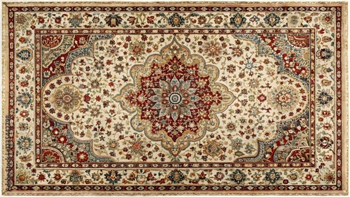 Beige and Red Oriental Rug Design