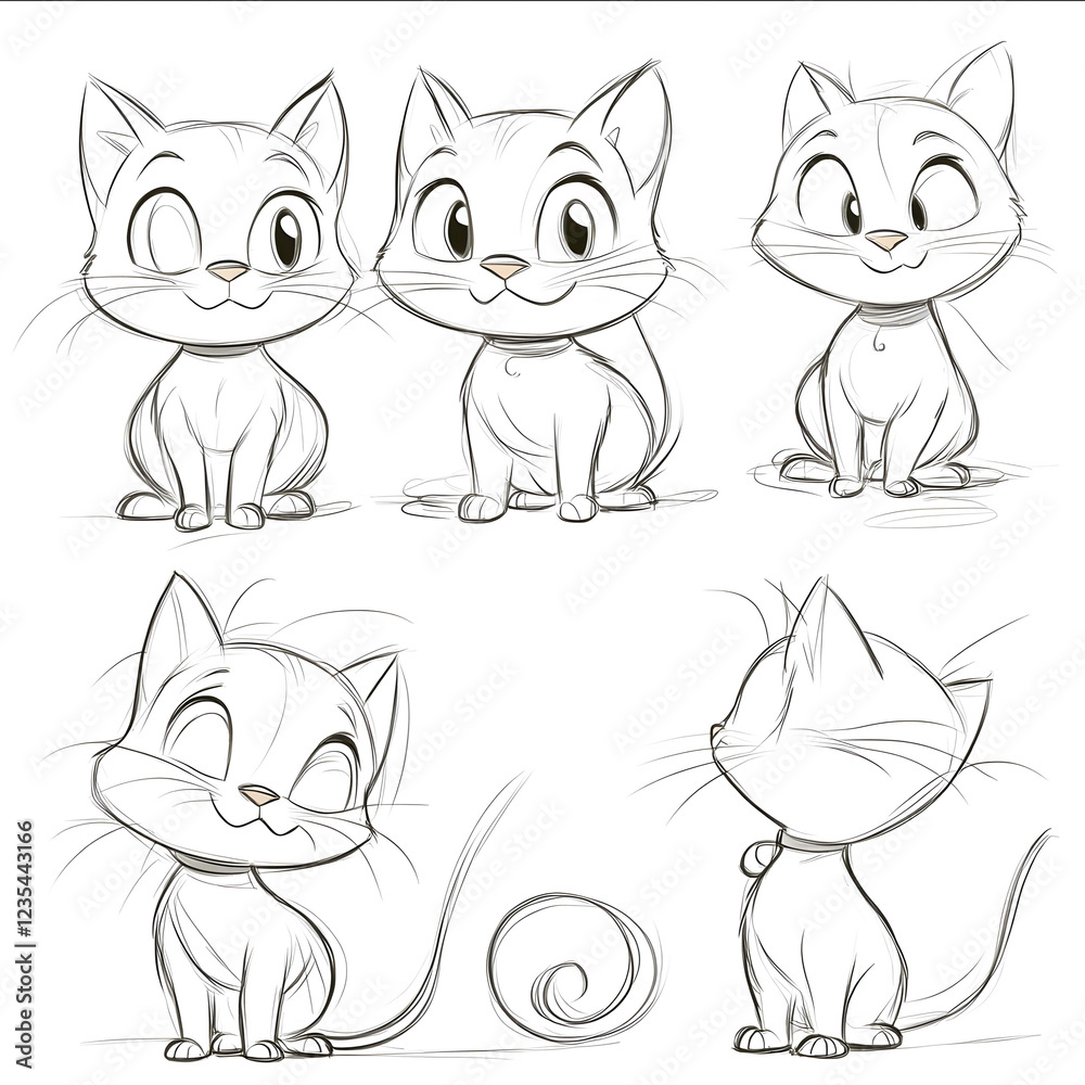 Obraz premium Create the different steps to learn how to draw a cat in a simple way for children