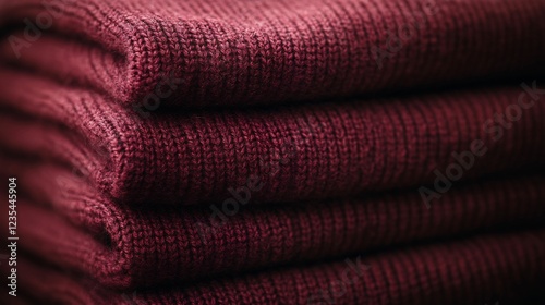 Wallpaper Mural Softly Lit Stack of Deep Red Knitwear. AI Generated Torontodigital.ca