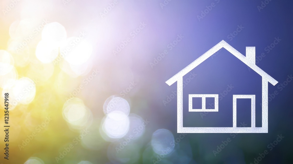 Abstract House Icon on Colorful Blurred Background Abstract House Icon on Colorful Blurred Background