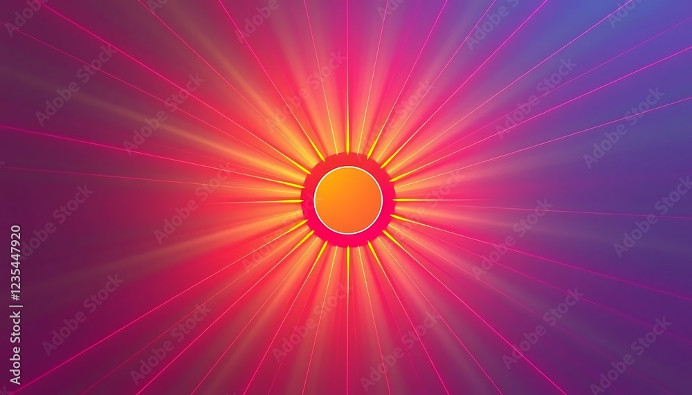 Obraz premium Abstract Radiating Sun Design In Pink And Orange Hues