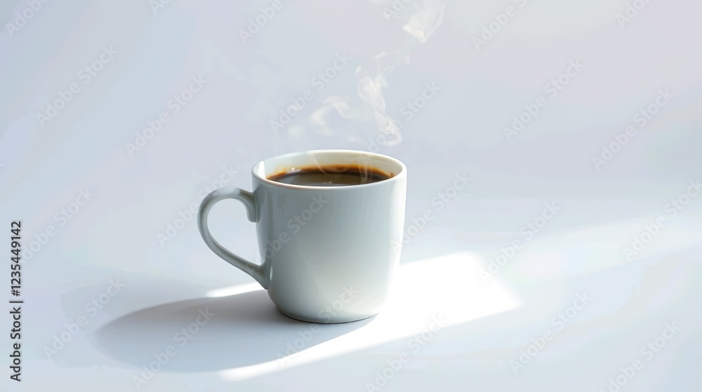 Capture the essence of warmth and simplicity with a clean, minimalist photograph of a steaming cup of coffee placed on a pure white background. Capture the essence of warmth and simplicity with a clean, minimalist photograph of a steaming cup of coffee placed on a pure white background.