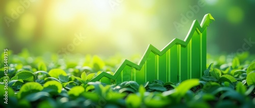 An upward trend in a green graph