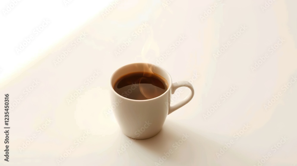 Capture the essence of warmth and simplicity with a clean, minimalist photograph of a steaming cup of coffee placed on a pure white background. Capture the essence of warmth and simplicity with a clean, minimalist photograph of a steaming cup of coffee placed on a pure white background.