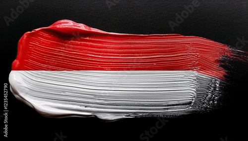 Red and White Brush Stroke Symbolizing Indonesi's National Colors photo