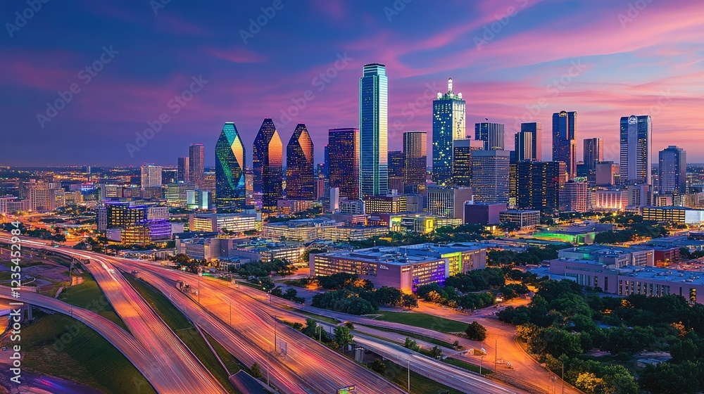 Modern urban skyline featuring innovative architecture and high-tech infrastructure, illuminated by vibrant city lights. Modern urban skyline featuring innovative architecture and high-tech infrastructure, illuminated by vibrant city lights.
