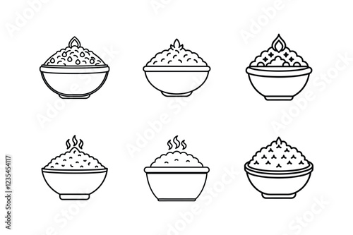 biryani icon line art vector illustration
