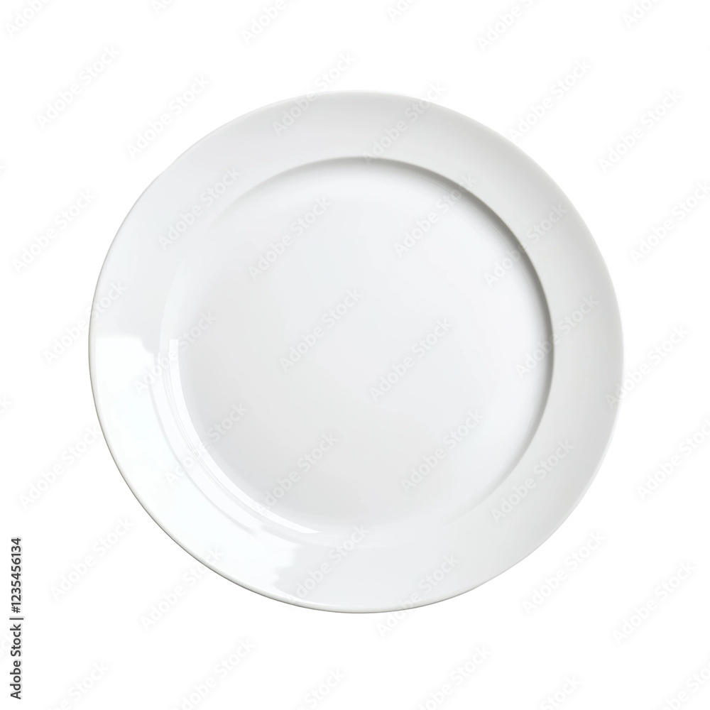 Plain White Empty Plate with Smooth Surface on Black Background Plain White Empty Plate with Smooth Surface on Black Background