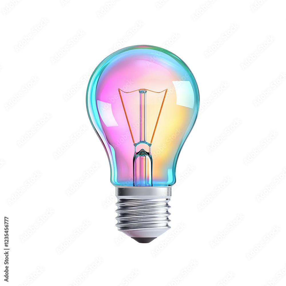 Colorful light bulb with iridescent glow and elegant design Colorful light bulb with iridescent glow and elegant design