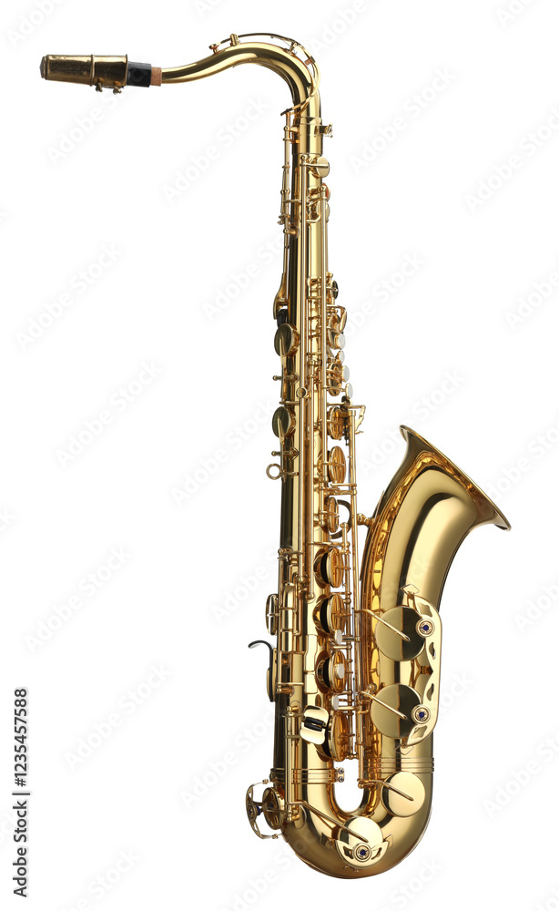 Obraz premium Jazz. One beautiful saxophone isolated on white