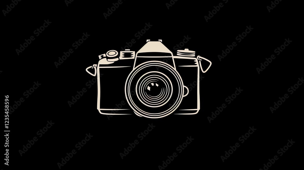 A simple black and white silhouette of a camera. A simple black and white silhouette of a camera.