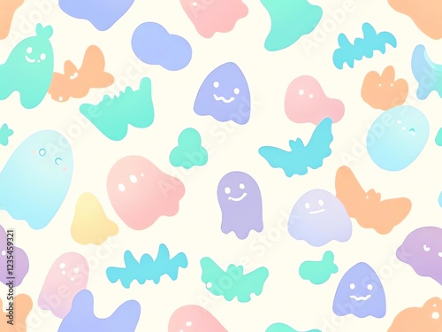 Pastel Halloween Ghostly Pattern: A Cute and Spooky Design