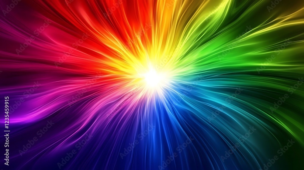 Obraz premium Rainbow Light Rays Burst Abstract Design