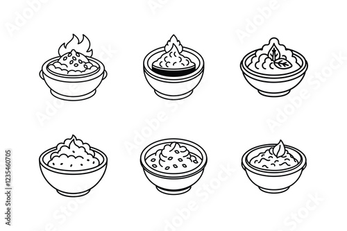 curry icon line art vector illustration
