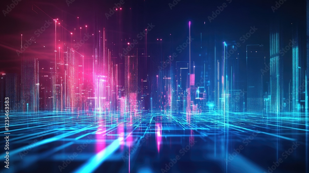 A dazzling digital cityscape with glowing neon lights and holograms, perfect for a futuristic and immersive wallpaper design. A dazzling digital cityscape with glowing neon lights and holograms, perfect for a futuristic and immersive wallpaper design.
