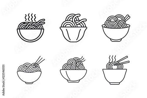 noodles icon line art vector illustration