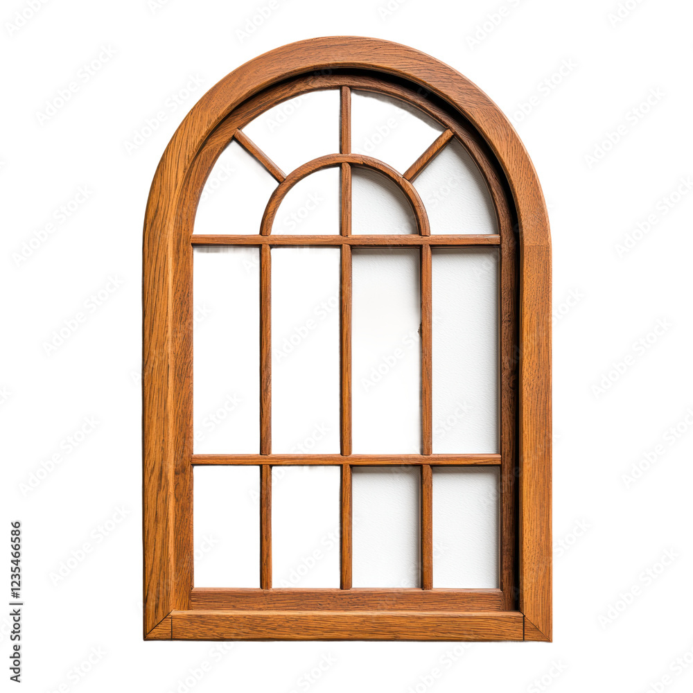 Obraz premium Elegant Arched Window Design in Wooden Frame for Interior Spaces
