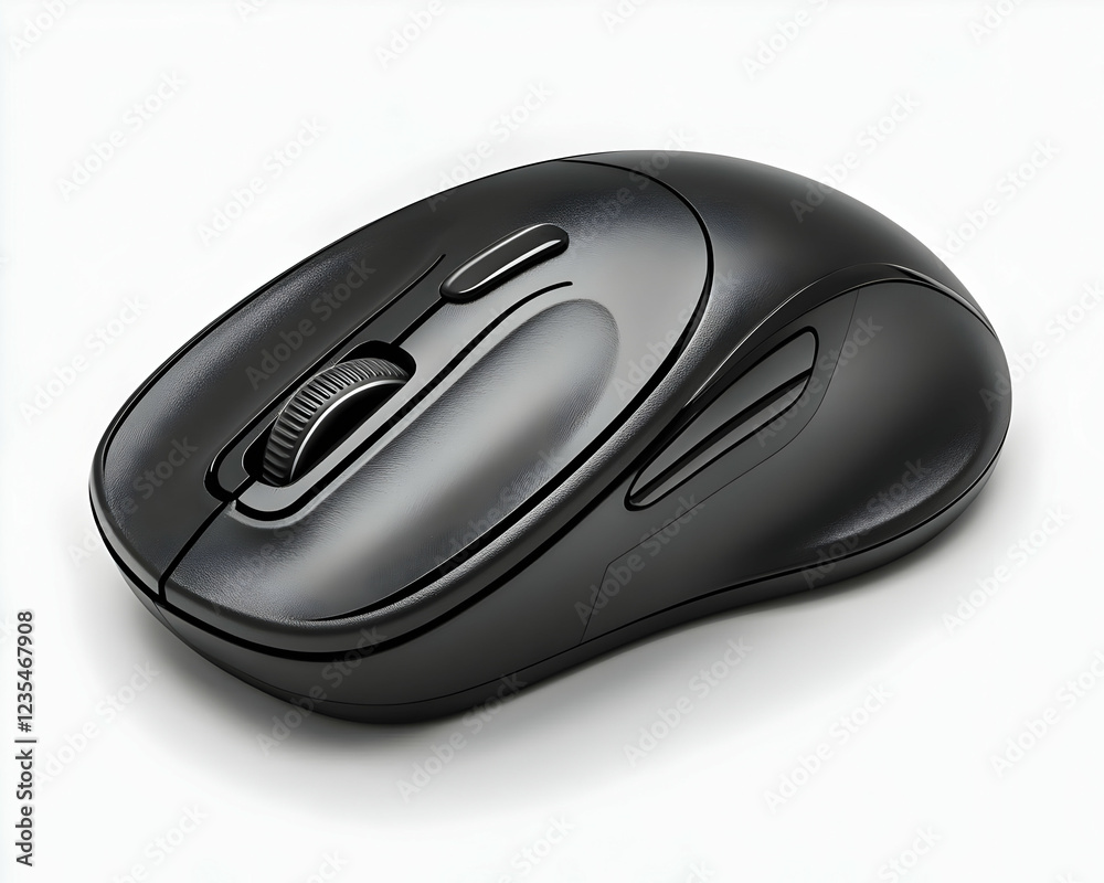 Black Wireless Computer Mouse 3D Render Illustration Black Wireless Computer Mouse 3D Render Illustration