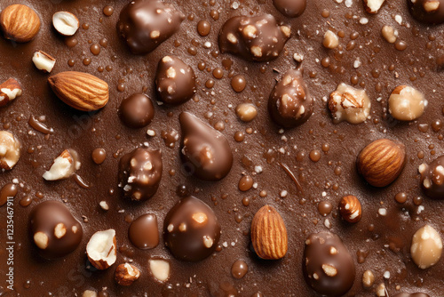 Dark Chocolate Bar with Coffee Beans and Nuts on Textured Background