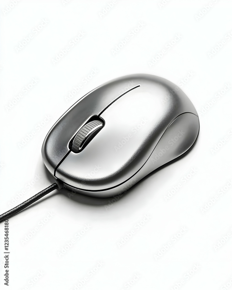 Sleek Silver Computer Mouse 3D Render Sleek Silver Computer Mouse 3D Render