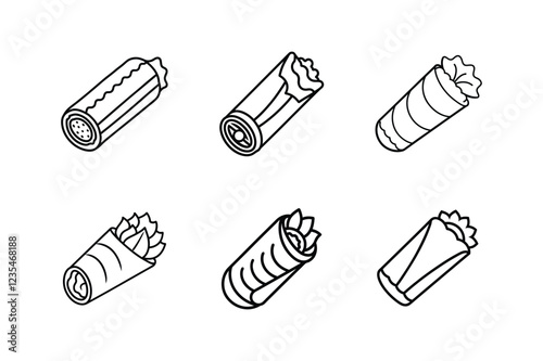 spring rolls line art vector illustration