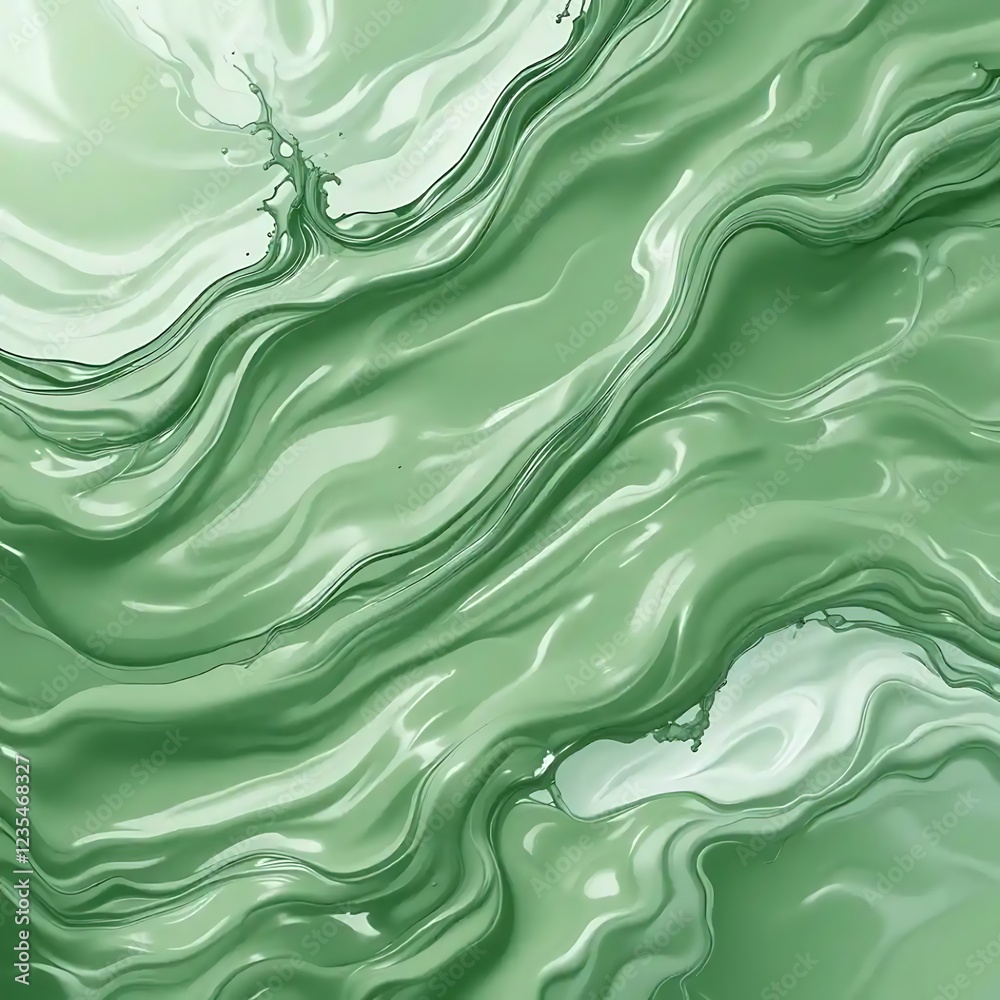 Obraz premium Abstract Green Liquid Swirl Painting Background Texture