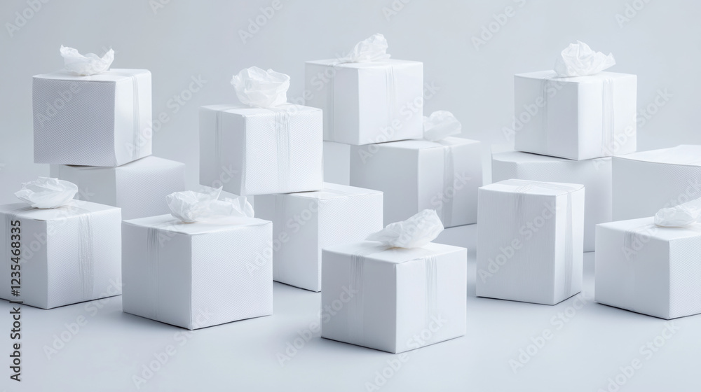 Tissue paper factory, A high-fidelity, photorealistic image of tissue paper packaging for stock image use. Tissue paper factory, A high-fidelity, photorealistic image of tissue paper packaging for stock image use.