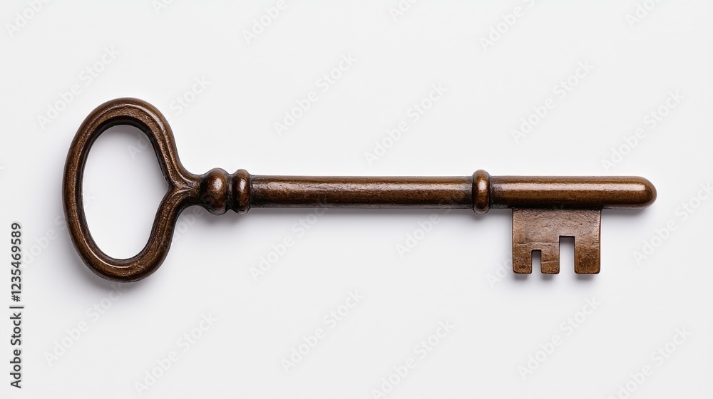 Antique Skeleton Key on White Background Antique Skeleton Key on White Background