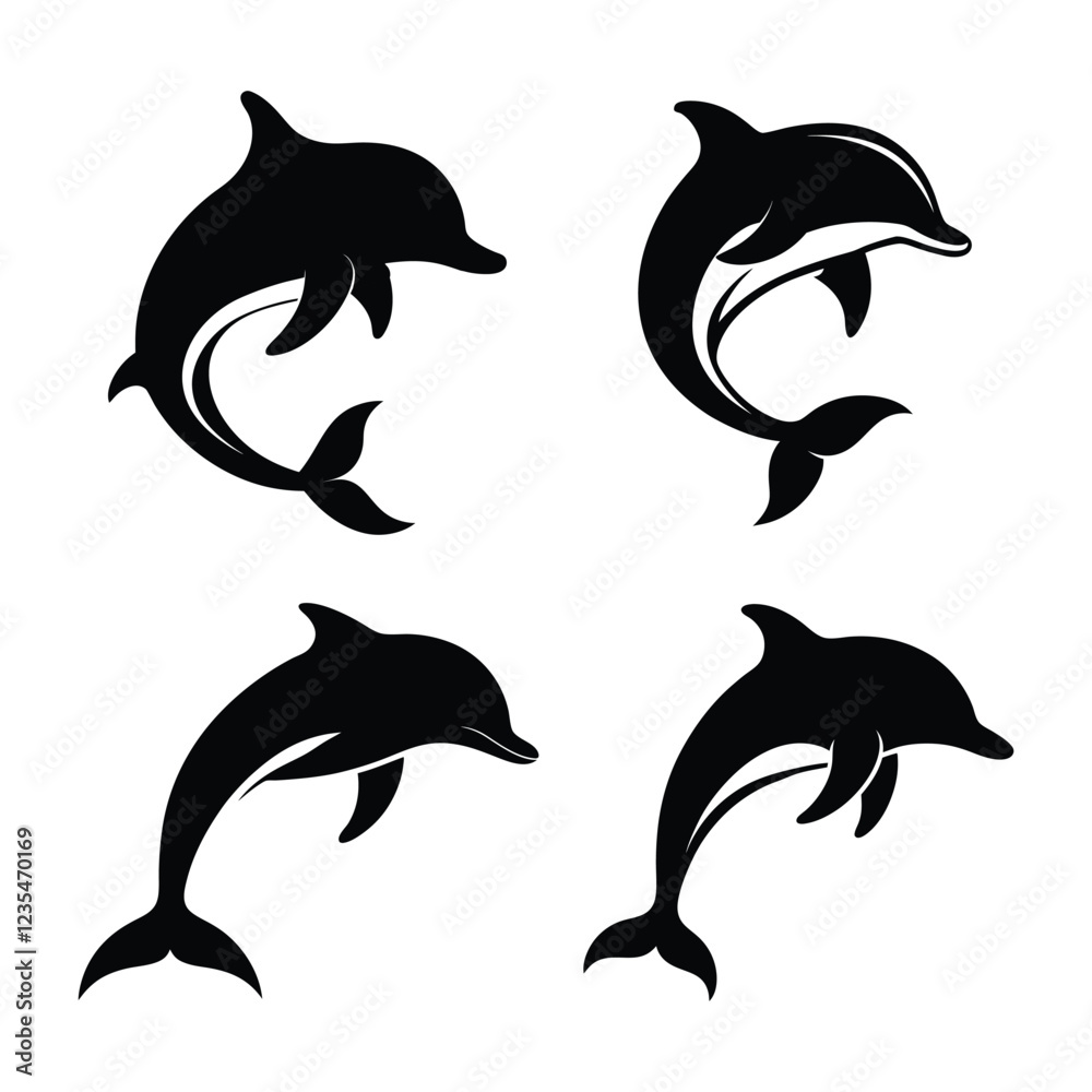 Naklejka premium dolphin silhouettes set