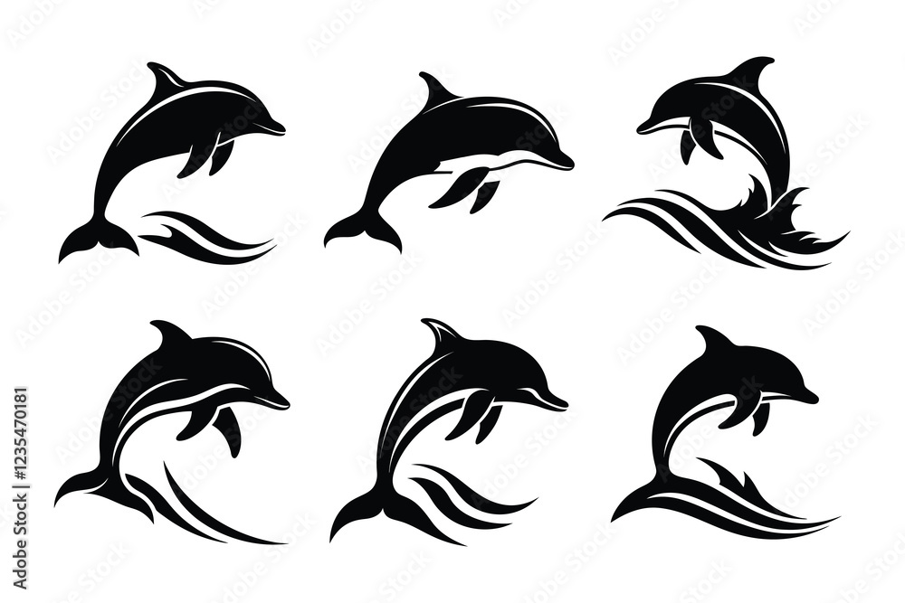 Naklejka premium dolphin silhouettes set