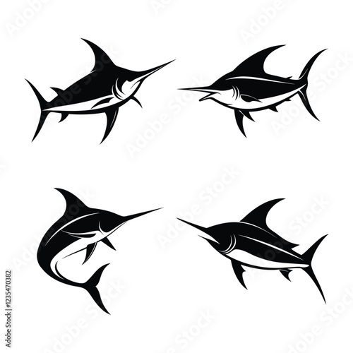 swordfish silhouettes set